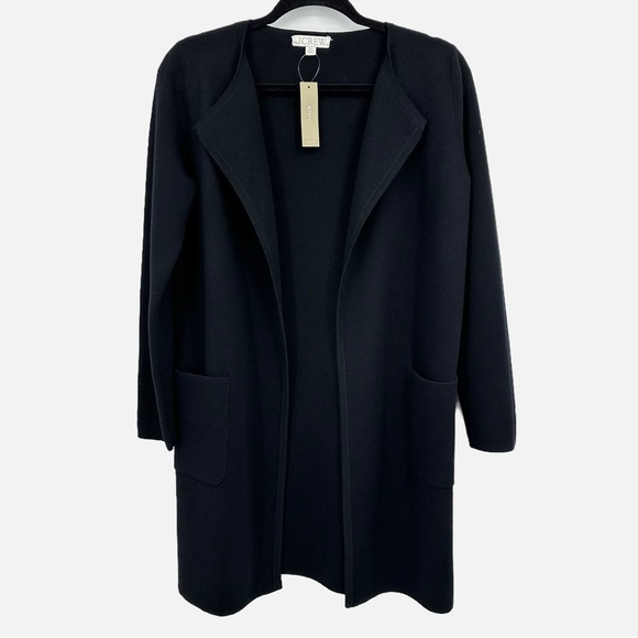 J. Crew Sweaters - J. Crew Juliette Collarless Open Front Black Cardigan Sweater Blazer XXS